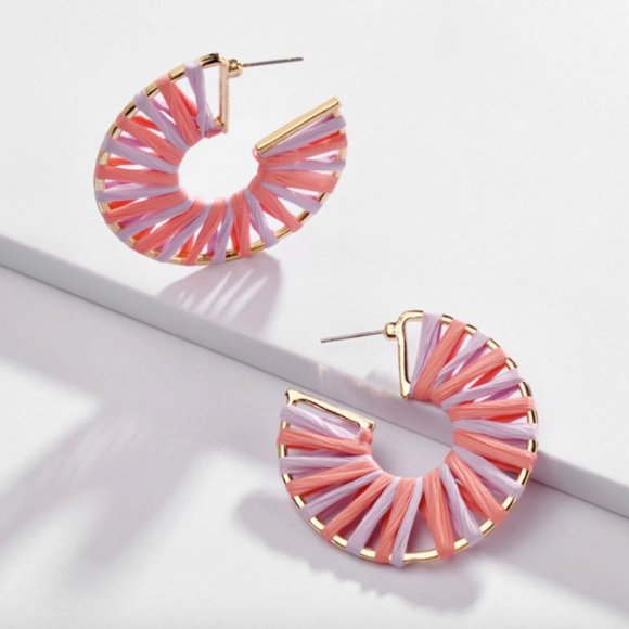 ANTHRO x BaubleBar Boho Bolo Raffia Hoop Earrings - Picture 9 of 12